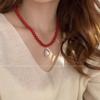 Collar con perla de vidrio bornete de Corea del Sur colgante de perla roja cadena de clavícula collar rojo del año de la vida