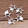 9 accesorios de joyería de aleación para bricolaje, colgante hueco de amor, gota de agua, luna, redondo, figura geométrica, accesorios