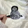 Grampo de Cabelo Elegante Antiderrapante com Estampa de Leopardo e Rosas Estilo Hepburn para Mulheres, Prendedor Tubarão para Coque Alto