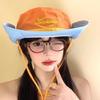 Gorra de Pescador Bloque de Color Retro Workwear con Letras para Mujer Verano 2025 Nuevo Sombrero de Montañismo para Exterior Senderismo con Sombrilla y Protección Solar