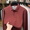 Nova camisa polo masculina de algodão puro de manga longa para o outono com bordado requintado, versátil, moderna, fashion, casual e de corte solto para homens