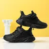 T1905 explosiones medianas y grandes para niños zapatos de suela blanda para niños zapatos para niños 2025 comercio exterior negro puro niños cuero impermeable