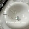 Cadena para Clavícula Cool de Nicho Estilo Ins Coreano de Plata de Ley S925 con Acuamarina Cuadrada y Diseño Versátil