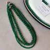 Collar de Ágata Verde Calcedonia con Cuentas para Mujer, Cuentas de Piedra Verde, Jade Nuevo Estilo Chino Accesorio para Clavícula