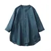 Nueva Camisa Holgada Estilo Japonés Top Casual Cárdigan Camisa Manga Tres Cuartos Estilo Casual Simple Camisa de Gama Alta