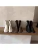 Botas Slim Estilo Coreano 2026 Novas Planas Salto Baixo Zíper Traseiro Retrô Versáteis Bico Quadrado Botas Martin Botas Curtas para Mulheres