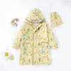 Impermeable Infantil de Alta Calidad con Espacio para Mochila, Poncho de Lluvia Largo Unisex de una Pieza con Tiras Reflectantes para Jardín de Infancia, Ropa Impermeable