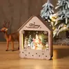 Cabaña Luminosa Navideña Casa de Madera Pintada Escena de Ventana Adornos Luz Nocturna LED Regalos Decorativos
