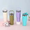 Taza térmica de acero inoxidable para doble bebida portátil, taza de coche de gran capacidad para exteriores, taza con pajilla de vacío de doble capa, hecha a medida