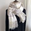Novo estilo Chanel estilo elegante estilo coreano borda xadrez cachecol feminino inverno quente engrossado contraste cor cashmere xale