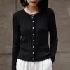 Nuevo Abrigo Cárdigan para Mujer de Primavera y Otoño, Suéter de Punto de un Solo Botón, Estilo Coreano Holgado, Top Casual de Cuello Redondo