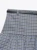 Moda Femenina Verano 2026 Estilo Europeo y Americano Falda de Cuadros con Cinturón, Falda Corta, Falda de Volantes, Estampado de Cuadros