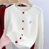 Suéter cárdigan tejido con lazo bordado y manga larga para mujer, nuevo estilo primavera/otoño/invierno, prenda exterior holgada y a la moda