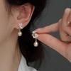 Aretes de Aguja de Plata 925 Perla Zircón Aretes para Mujer Nicho de Gama Alta Temperamento Estilo Frío Aretes Venta al por Mayor