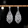 2026 Pendientes de Gota de Agua Completamente Incrustados de Lujo Ligero para Mujer Aguja de Plata S925 Pendientes Largos de Circonita Moda Europea y Americana Pendientes de Alta Gama