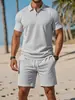 Conjunto de Dos Piezas Casual Versátil de Verano para Hombre Estilo Nuevo Europeo y Americano 2025 Moda Camisa Polo y Shorts Tendencia Transfronteriza