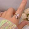 Anillo de plata S925 con baño de oro real de 6 yuanes, microincrustado de circonita, súper brillante, estilo Ins, anillo de nicho, moda femenina, personalidad, retención de color