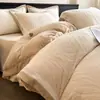 Conjunto de cama de quatro peças de luxo leve Classe A, espesso, quente, de veludo de leite, inverno, flanela de veludo coral, lençol de cama, capa de edredom