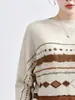 Ropa de mujer para principios de otoño: Blusas de diseñador con estampados únicos, cuello redondo, mangas murciélago, corte holgado, adelgazante, Camiseta de manga larga Issey Miyake