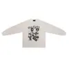 Erd Melancolia Rico Vintage Lavado Estampa Rachada Quadrinhos Waffle Unissex Manga Longa Camiseta Camada Base Tendência