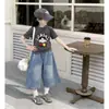 Jeans Acampanados Cortos para Niñas, Estilo Delgado de Verano 2026, Pantalones Rectos de Tiro Alto Nuevos para Niños Mayores, Versátiles y Elegantes