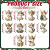 Figuritas de Ángel de Madera Planas 2D 10 Piezas Figuras Navideñas Ángel Blanco Regalo de Año Nuevo Decoración del Hogar Adornos Colgantes