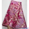 Tecido de Organza Bordado Jacquard Semitransparente com Fio de Ouro e Prata Estilo Antigo Tecido de Renda Brocado Africano