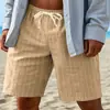 Shorts casuales con cordón Cross-border Shine, estilo europeo y americano, Amazon, cintura elástica, modernos shorts de lino finos para hombre para la playa