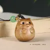 Nuevo Tallado de Palosanto Lindo Hámster Pequeño Cadena para Teléfono Móvil Colgante Sándalo Verde Rata del Zodiaco Adorno Bolsa Colgante de Coche