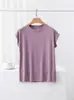 Camiseta de Verano Fina de Algodón para Mujer, Cuello Redondo, Sin Mangas, Color Sólido, Nueva, Versátil