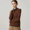 Nuevo estilo otoño e invierno, cuello superpuesto, bloques de color, suéter de cachemir de dos piezas falso para mujer, tejido de punto tipo jersey, corte holgado, suéter base de manga larga