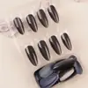 Uñas Postizas Portátiles Negras Ojo de Gato Cielo Estrellado Gris-Negro de 24 Piezas Transfronterizas, Color Sólido Ojo de Gato Dragon Ball Hielo Transparente Puntas de Uñas con Forma de Gota de Agua
