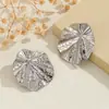 Estilo Coreano Estilo Ins Textura Pesada Pendientes de Hoja de Loto Plateada Moda Coreana Pendientes Simples Pendientes Listos para la Venta