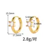 Pendientes Cuadrados de Zirconia Estilo Vintage Transfronterizos, Aros Texturizados Chapados en Oro de Acero Inoxidable, Pendientes Exquisitos para el Viaje Diario