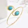 Pulseira de Braço Geométrica Turquesa Retrô Multicamadas Moda Europeia e Americana Personalizada Pulseira de Moda Exagerada de Nicho Joia de Mão de Alta Qualidade