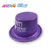 Chapéu alto com pó de ouro estampado Feliz Ano Novo Chapéu de plástico PVC chapéu especial de festa de Ano Novo fashion pode imprimir logotipo