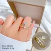 [Galvanoplastia de ouro real] Design Europeu e Americano ins Wind Geometry Diamond Ball Ring Anel Aberto de Vento Frio para Mulheres