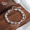 Pulsera de Amor de cadena de doble capa de plata esterlina s925 para mujer, moda coreana super hada estudiante exquisita joyería en forma de corazón dulce