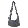 2026 Verano Nuevo Estilo Coreano Bolso Cruzado de Hombro de Gran Capacidad con Cuadros Negros y Grises y Encaje Bolso de Lona Simple de Moda para Mujer