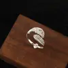 Anillo Abierto de Pluma Completo de Diamantes Doble Capa Hoja de Diamante Pavimentada Ligera Lujo Temperamento Femenino de Alta Calidad Exquisito Temperamento Anillo Ajustable