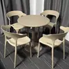 Juego de Plástico para Reuniones de Ocio al Aire Libre con Mesa Redonda Pequeña y Sillas para Balcón, Popular en Cafeterías de Té de Leche de Moda, Mesa de Comedor Simple para Uso al Aire Libre