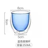 Copo de Vidro Colorido de Alto Brilho Soprado Artificialmente, Isolamento de Camada Dupla Transfronteiriço, Sem Tampa, para Casa e Escritório, Anti-Escaldante e Isolante de Calor