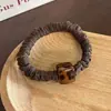 Goma de Pelo Retro Coreana de Cuadros Grises con Lazo y Encaje para Mujer, para Moño Extra Grande, Cola de Caballo Baja, Accesorio para el Cabello