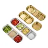 Plato Cuadrado de Acero Inoxidable con Múltiples Compartimentos para Salsa, Plato para Salsa de Barbacoa Estilo Coreano, Plato Dorado Grueso Recto para Condimentos de Olla Caliente