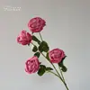 Flores Florecientes en Tonos Rojo Rosa, Flores Artificiales de Seda, Ramilletes de Mano, Decoraciones para Escenas de Boda, Arreglos Florales