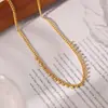 Collar con borla de diamantes y cuentas redondas estilo Amazon Ins, pulsera de nicho chapada en acero de titanio y oro auténtico de 18 quilates.