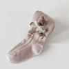 Nova Legging de Inverno e Outono para Meninas Estilo Doce Padrão de Listras Largas com Diamantes Meia-Calça com Urso Cartoon Estéreo Inclinado na Lateral