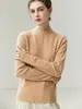 Suéter de cashmere para bebê para mulheres, 100% cashmere, com bainha enrolada, gola semi-alta, malha sem costura, perfeito como camada base ou top interno