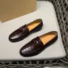 Zapatos Mocasines de Cuero Genuino de Capa Superior Exclusivos de Comercio Exterior CL, Zapatos Slip-On Vintage con Relieve de Cocodrilo, Zapatos Formales de Cuero para el Trabajo
