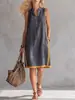 Amazon 2026 Transfronterizo Europeo y Americano Verano Nuevo Ropa de Mujer Vestido Casual Holgado de Algodón y Lino sin Mangas con Cuello en V para Mujer